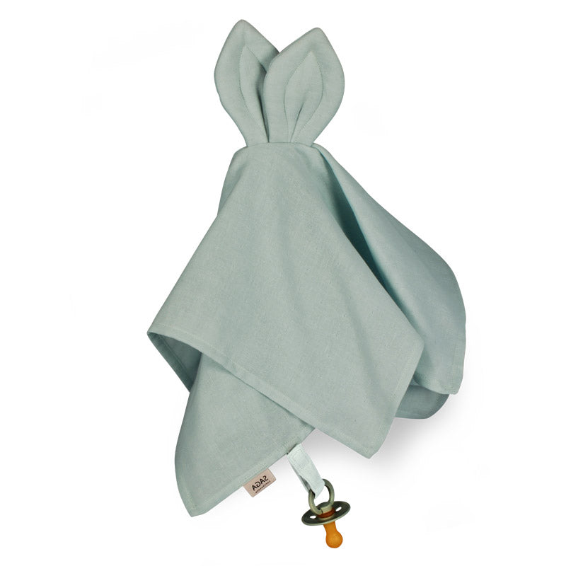 Mantita conejito verde detalle textura — Doudou suave para recién nacido