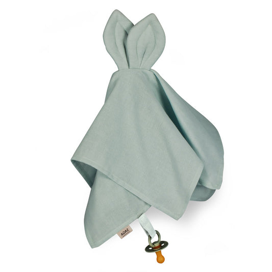 Mantita conejito verde detalle textura — Doudou suave para recién nacido