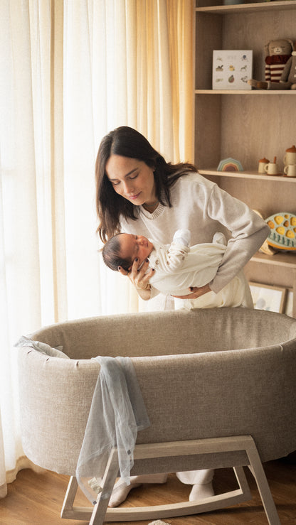 Moisés colecho con bebé — Cuna co-sleeping madera Tenue Baby