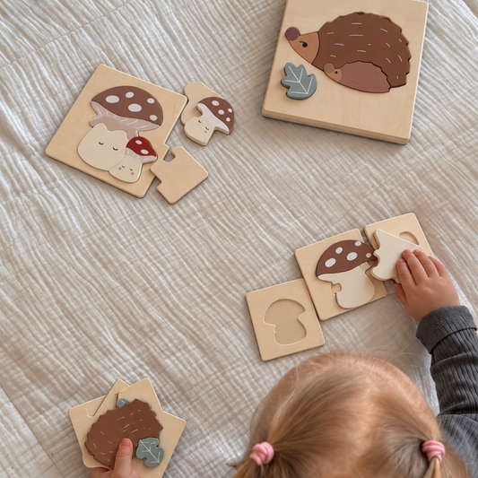 Rompecabezas Mushroom & Hedgehog Set de 2